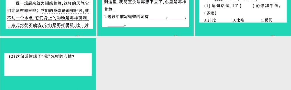 （广东地区）四年级语文上册 第二单元 8 蝴蝶的家作业课件 新人教版-新人教版小学四年级上册语文课件