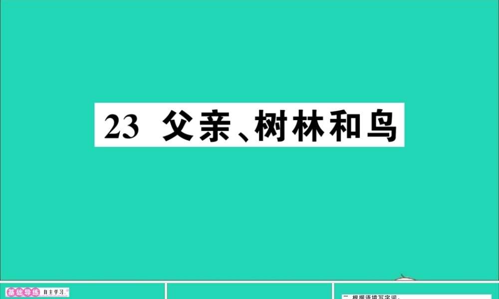 （广东地区）三年级语文上册 第七单元 23 父亲、树林和鸟作业课件 新人教版-新人教版小学三年级上册语文课件
