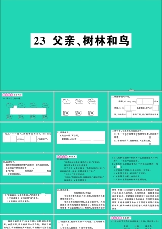 （广东地区）三年级语文上册 第七单元 23 父亲、树林和鸟作业课件 新人教版-新人教版小学三年级上册语文课件