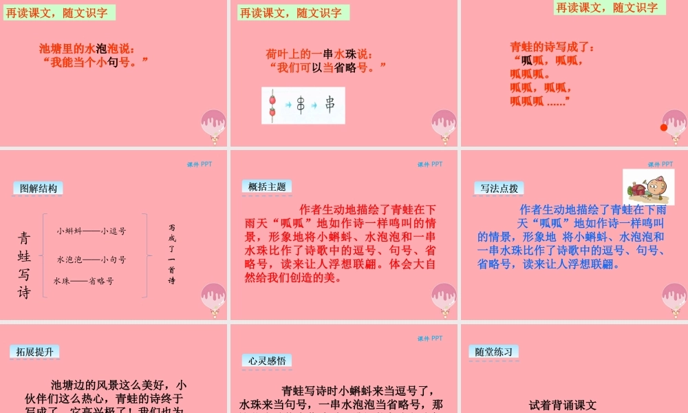 （秋季版）一年级语文上册 第7课 青蛙写诗课件 新人教版-新人教版小学一年级上册语文课件