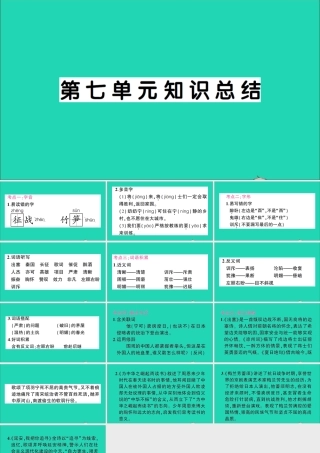 （广东地区）四年级语文上册 第七单元知识总结作业课件 新人教版-新人教版小学四年级上册语文课件