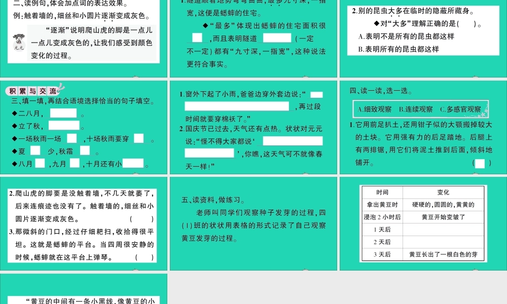 （广东地区）四年级语文上册 第三单元 语文园地作业课件 新人教版-新人教版小学四年级上册语文课件