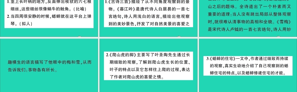 （广东地区）四年级语文上册 第三单元知识总结作业课件 新人教版-新人教版小学四年级上册语文课件