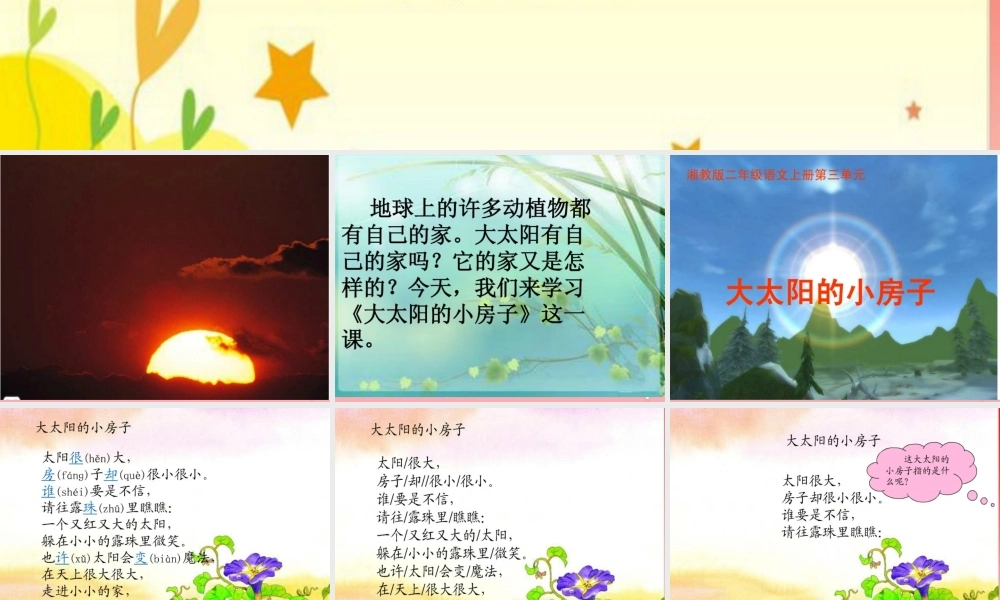 （秋季版）二年级语文上册 第三单元 大太阳的小房子课件2 湘教版-湘教版小学二年级上册语文课件
