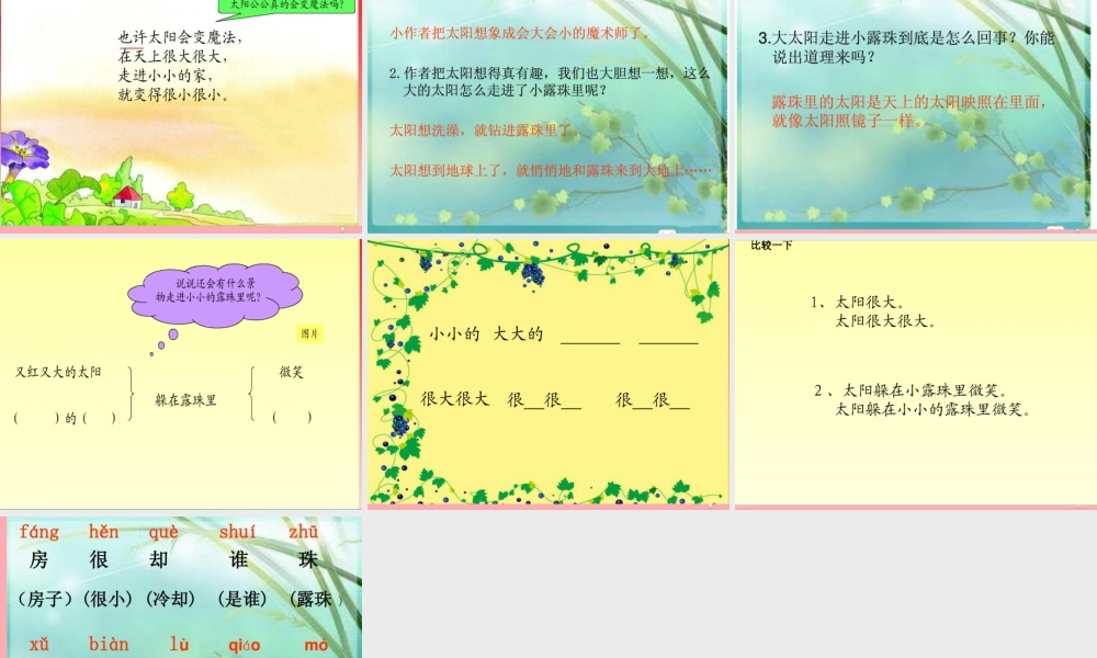 （秋季版）二年级语文上册 第三单元 大太阳的小房子课件2 湘教版-湘教版小学二年级上册语文课件