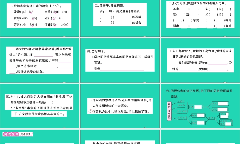 （广东级语文上册 第八单元 27 我的长生果作业课件 新人教版-新人教级上册语文课件