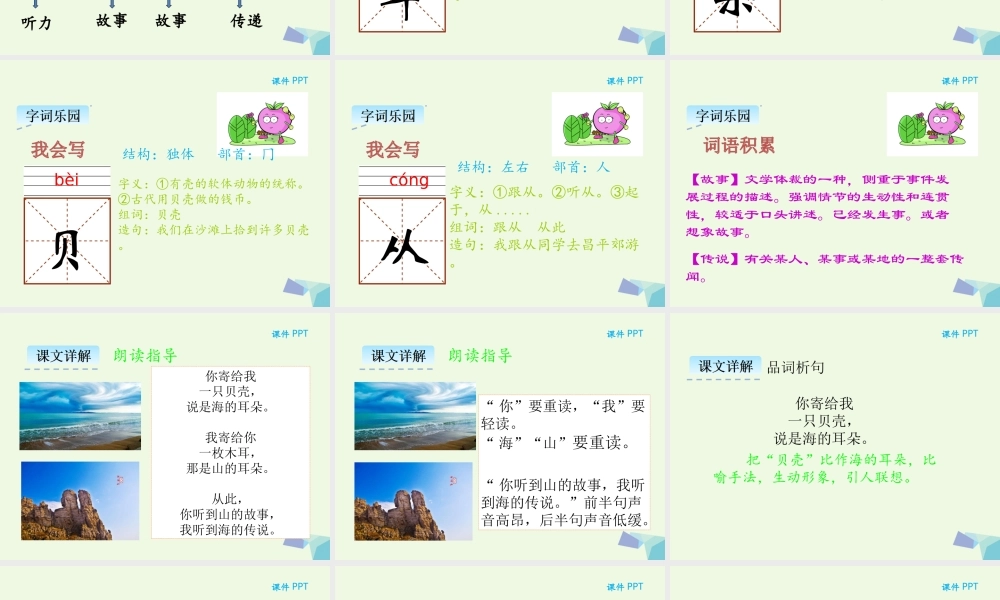 （秋季版）一年级语文上册 第9课 耳朵课件 冀教版-冀教版小学一年级上册语文课件