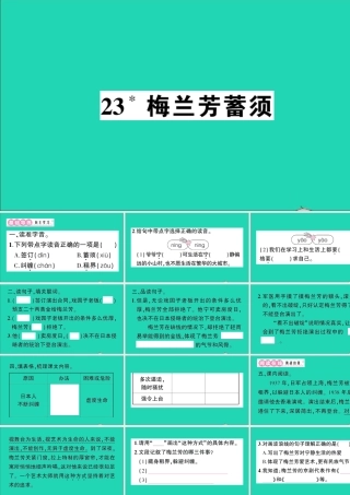 （广东地区）四年级语文上册 第七单元 23 梅兰芳蓄须作业课件 新人教版-新人教版小学四年级上册语文课件