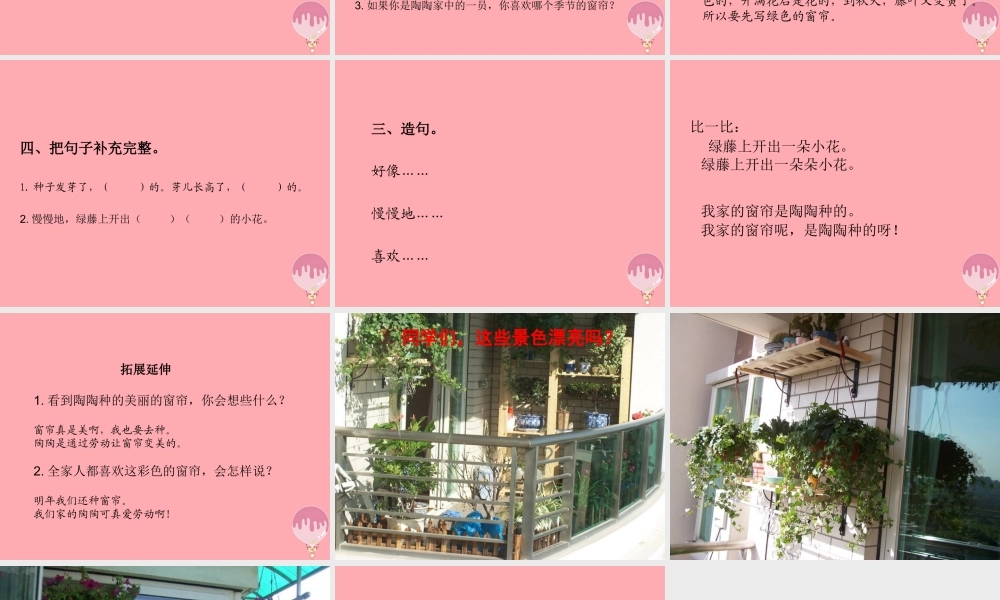 （秋季版）二年级语文上册 第四单元 种窗帘课件1 湘教版-湘教版小学二年级上册语文课件