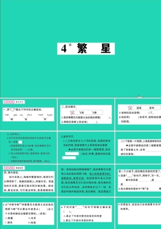 （广东地区）四年级语文上册 第一单元 4 繁星作业课件 新人教版-新人教版小学四年级上册语文课件