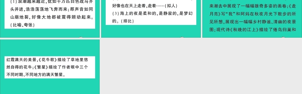 （广东地区）四年级语文上册 第一单元知识总结作业课件 新人教版-新人教版小学四年级上册语文课件
