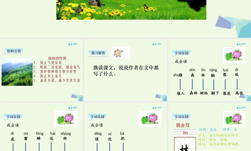 （秋季版）一年级语文上册 第14课 谁说森林静悄悄课件 冀教版-冀教版小学一年级上册语文课件