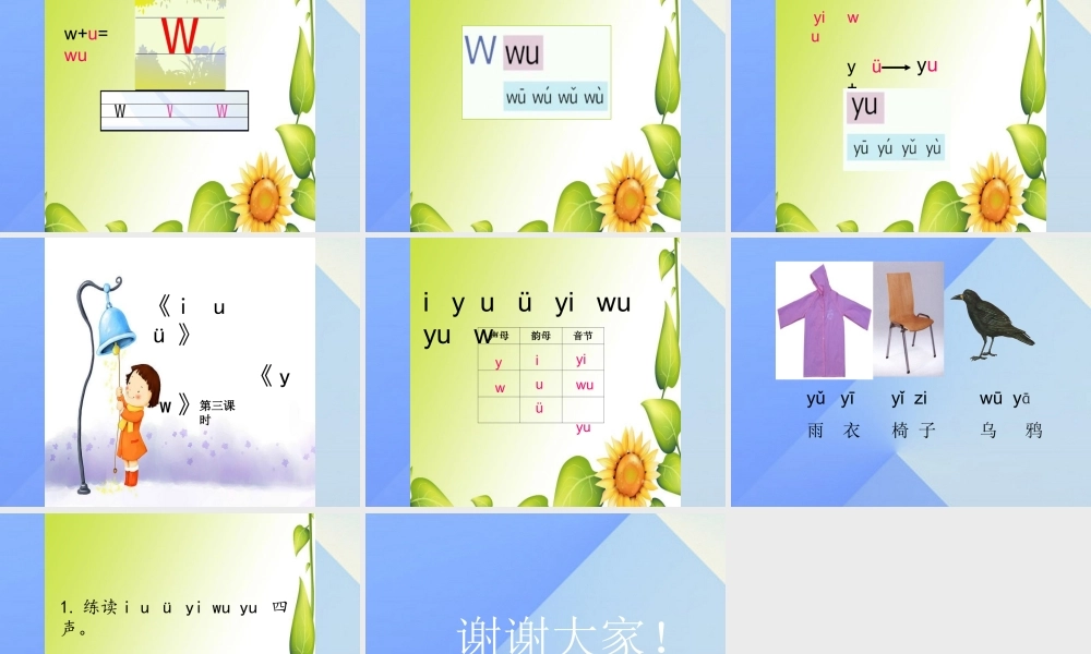 （秋季版）一年级语文上册 汉语拼音2 i u ü y w课件2 新人教版-新人教版小学一年级上册语文课件