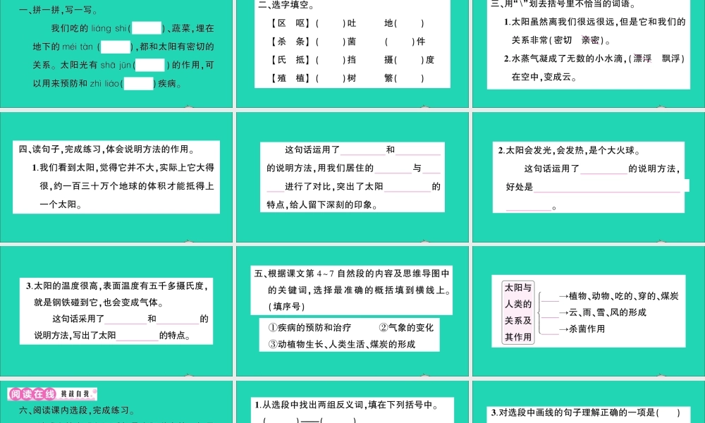 （广东地区）五年级语文上册 第五单元 16 太阳作业课件 新人教版-新人教版小学五年级上册语文课件