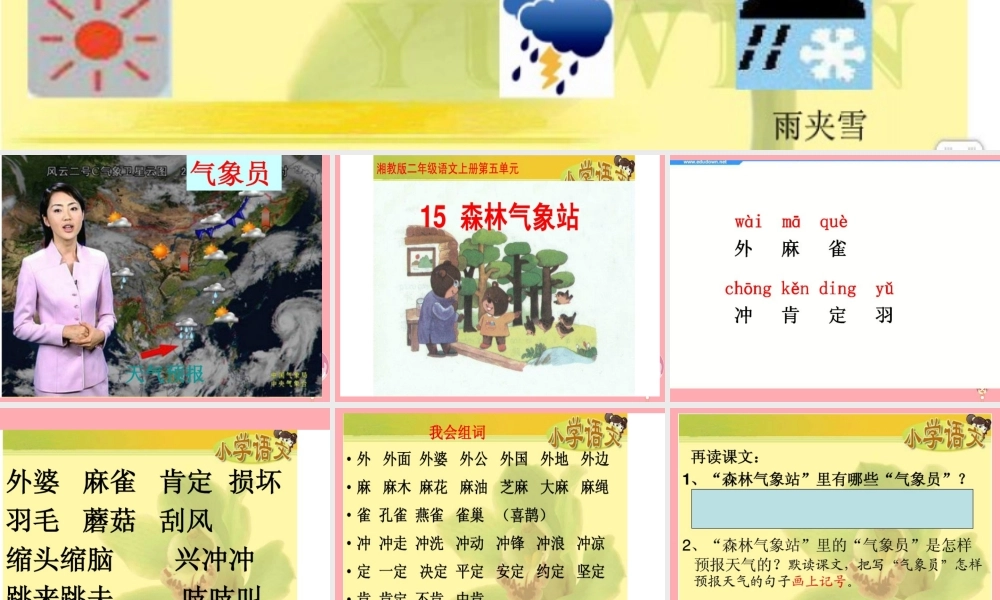 （秋季版）二年级语文上册 森林气象站课件1 湘教版-湘教版小学二年级上册语文课件