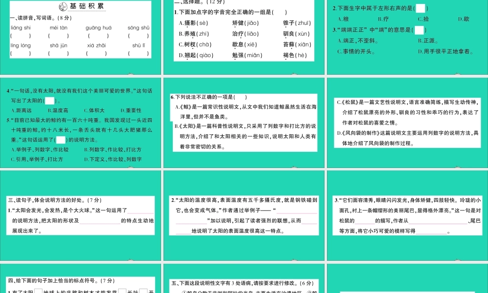 （广东地区）五年级语文上册 第五单元测试课件 新人教版-新人教版小学五年级上册语文课件