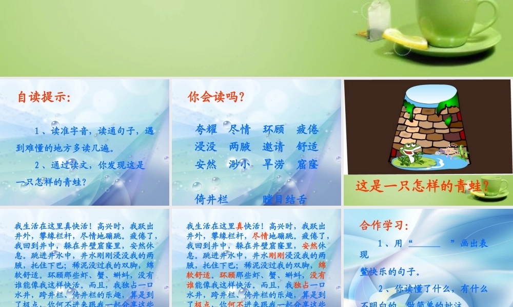 秋四年级语文上册《井底之蛙》课件4 北师大版-北师大版小学四年级上册语文课件