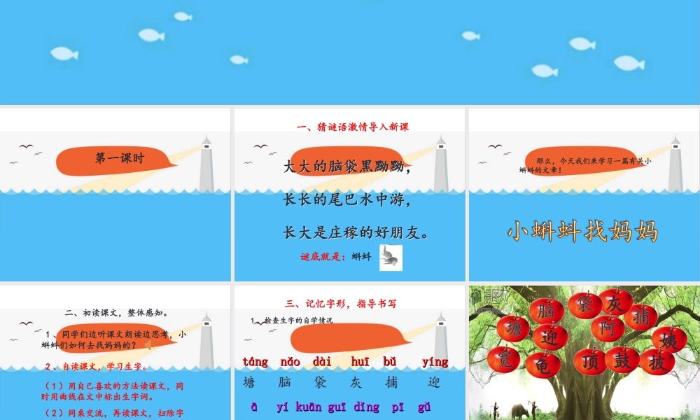 （秋季版）二年级语文上册 小蝌蚪找妈妈课件 新人教版-新人教版小学二年级上册语文课件