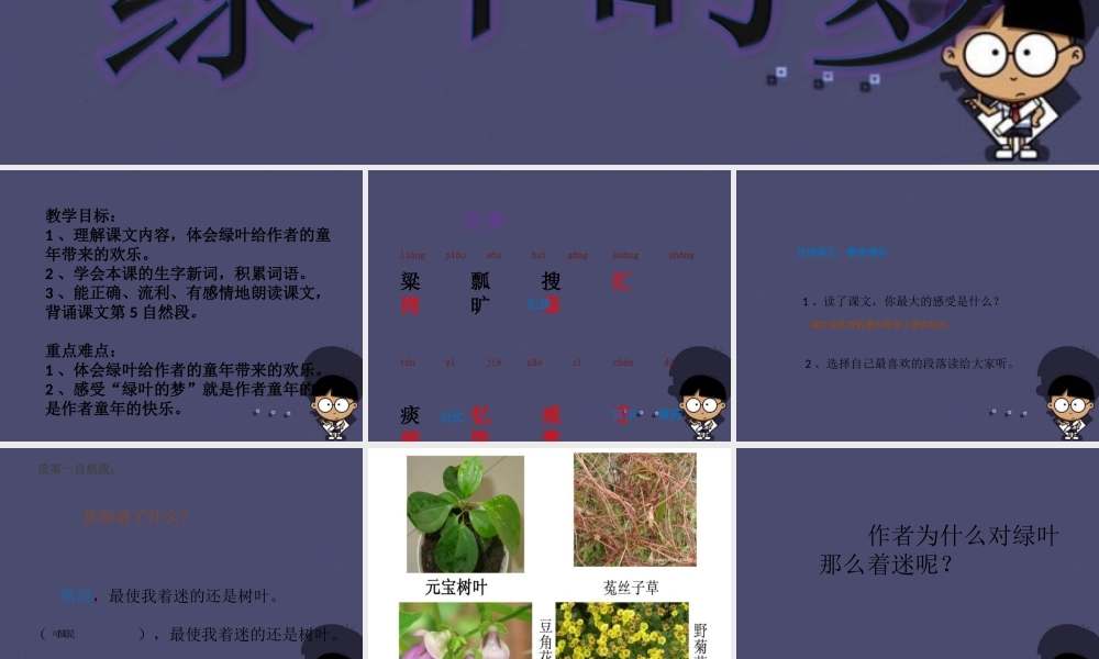 秋四年级语文上册《绿叶的梦》课件1 冀教版-冀教版小学四年级上册语文课件