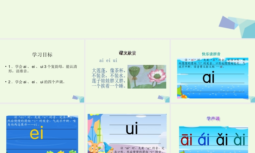 （秋季版）一年级语文上册 ai ei ui课件4 湘教版-湘教版小学一年级上册语文课件