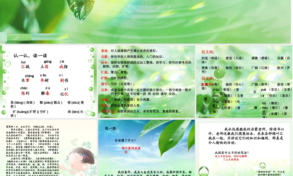 秋四年级语文上册《绿叶的梦》课件4 冀教版-冀教版小学四年级上册语文课件