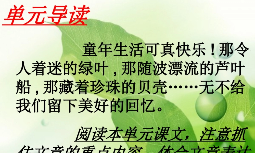 秋四年级语文上册《绿叶的梦》课件5 冀教版-冀教版小学四年级上册语文课件