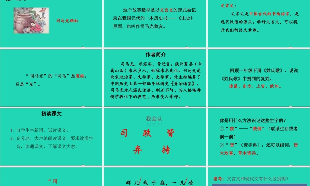 第八单元 24《司马光》课件