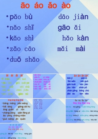 （秋季版）一年级语文上册 ao ai an ang音节词练习课件 西师大版-西师大版小学一年级上册语文课件
