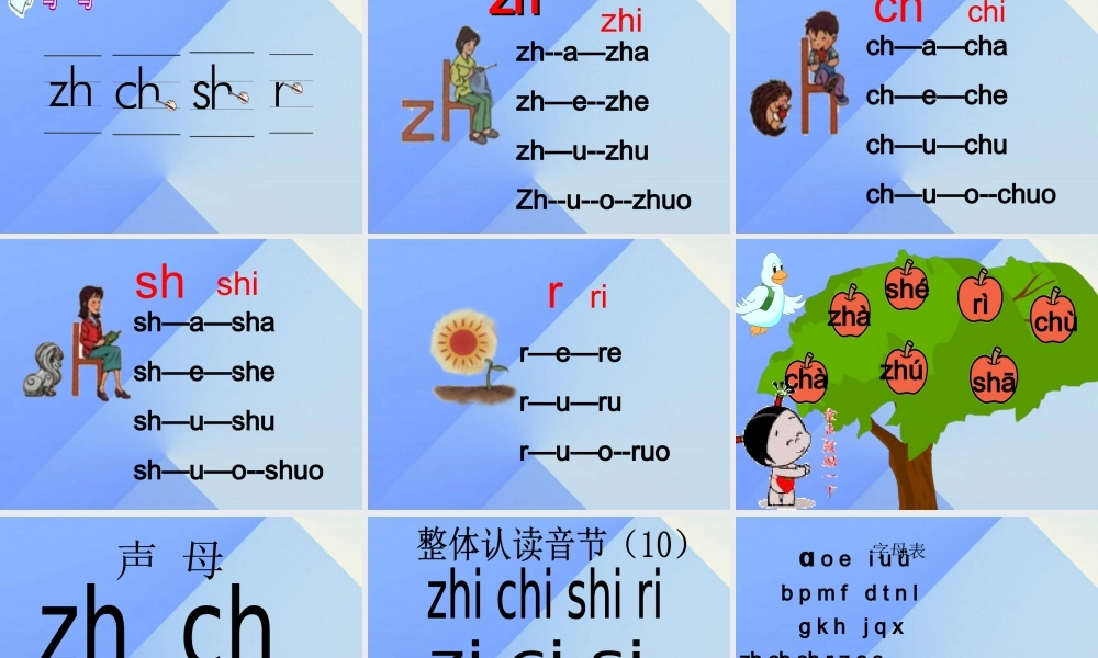 （秋季版）一年级语文上册 汉语拼音8 zh ch sh r课件2 新人教版-新人教版小学一年级上册语文课件
