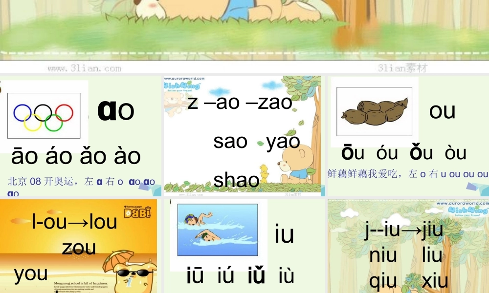 （秋季版）一年级语文上册 ao ou iu课件3 湘教版-湘教版小学一年级上册语文课件