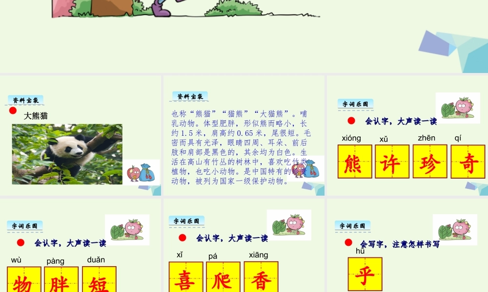 （秋季版）一年级语文下册 5.2 大熊猫课件3 北师大版-北师大版小学一年级下册语文课件