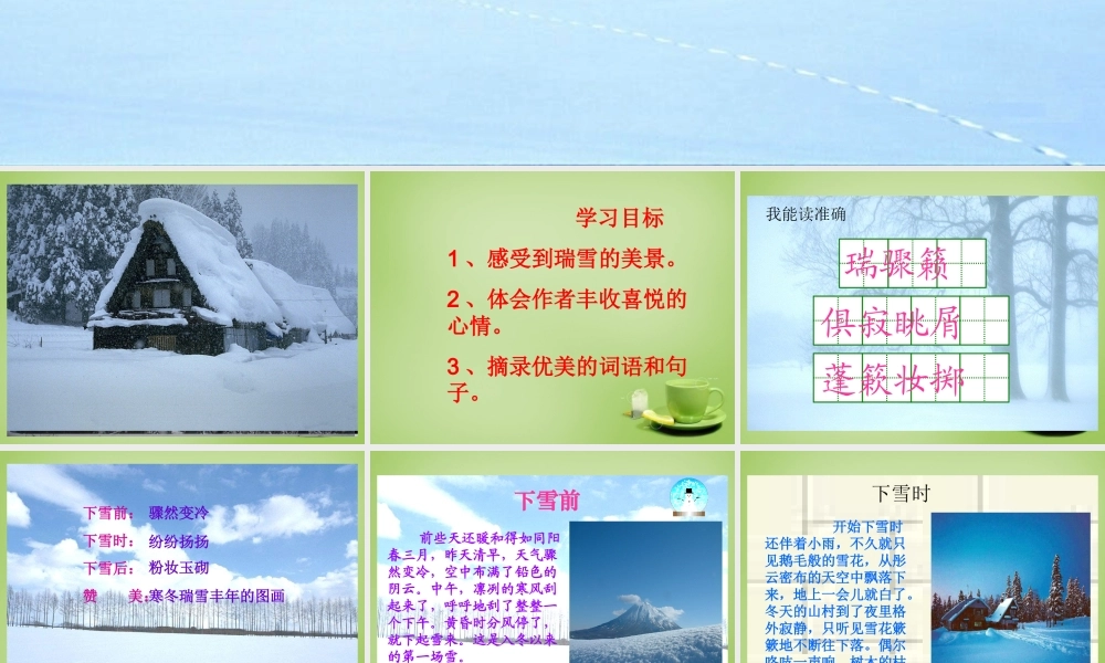 秋四年级语文上册《瑞雪图》课件4 北师大版-北师大版小学四年级上册语文课件