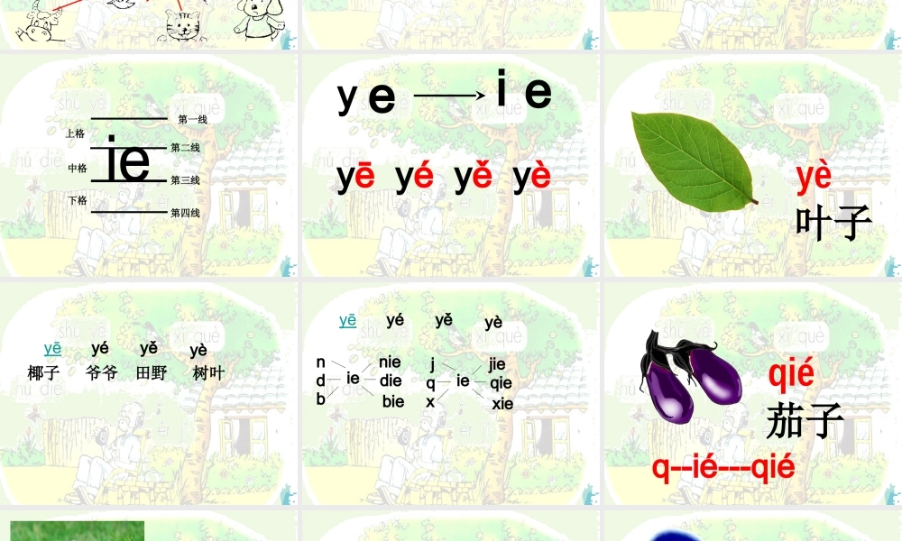 （秋季版）一年级语文上册 ie ǖe er课件1 湘教版-湘教版小学一年级上册语文课件
