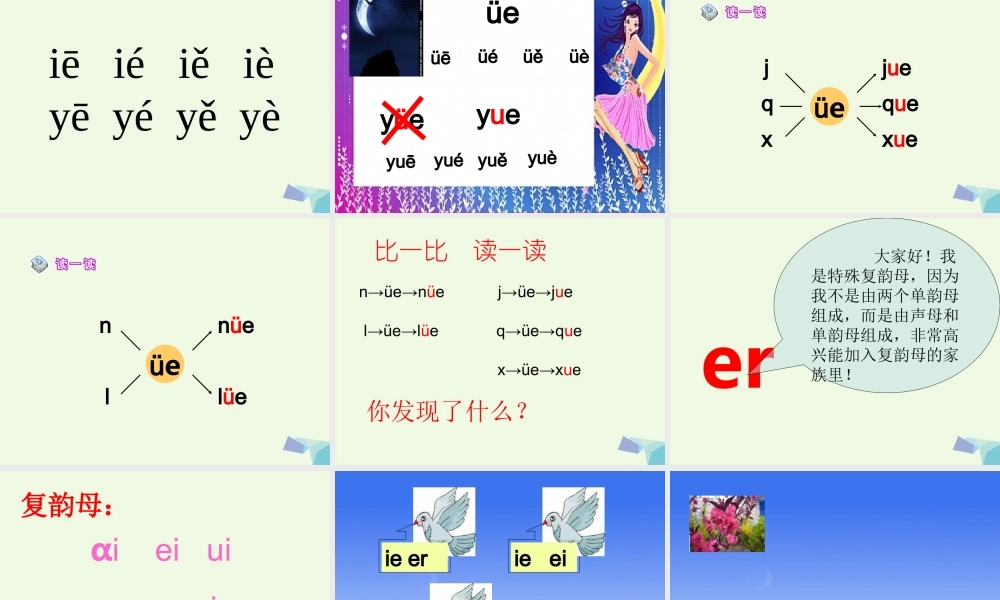 （秋季版）一年级语文上册 ie ǖe er课件2 湘教版-湘教版小学一年级上册语文课件