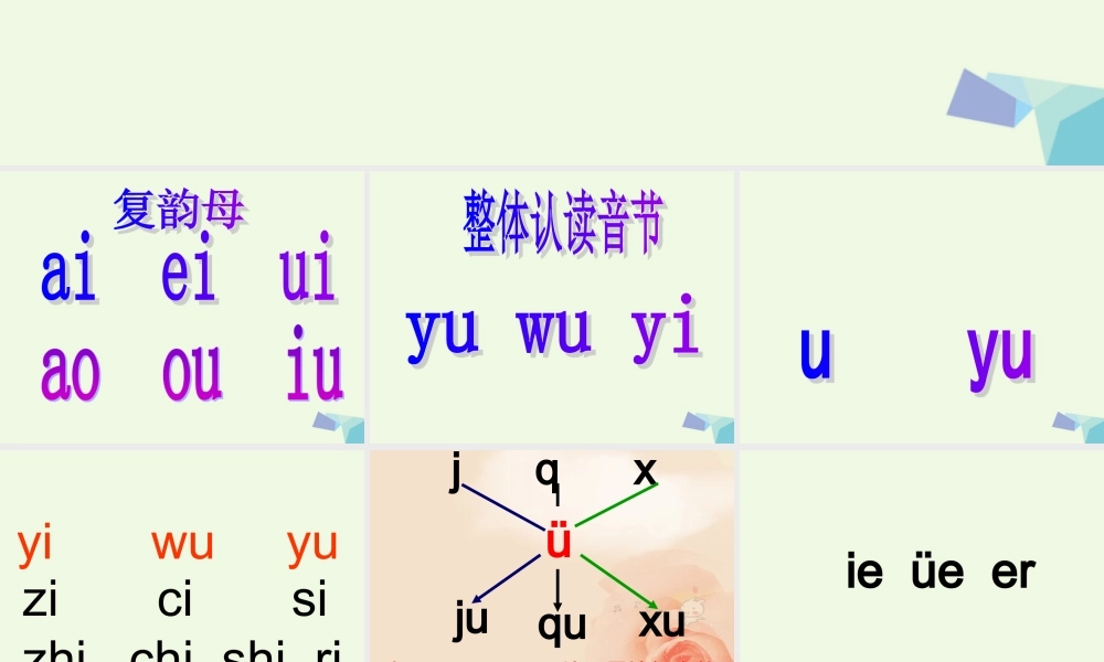 （秋季版）一年级语文上册 ie ǖe er课件6 湘教版-湘教版小学一年级上册语文课件
