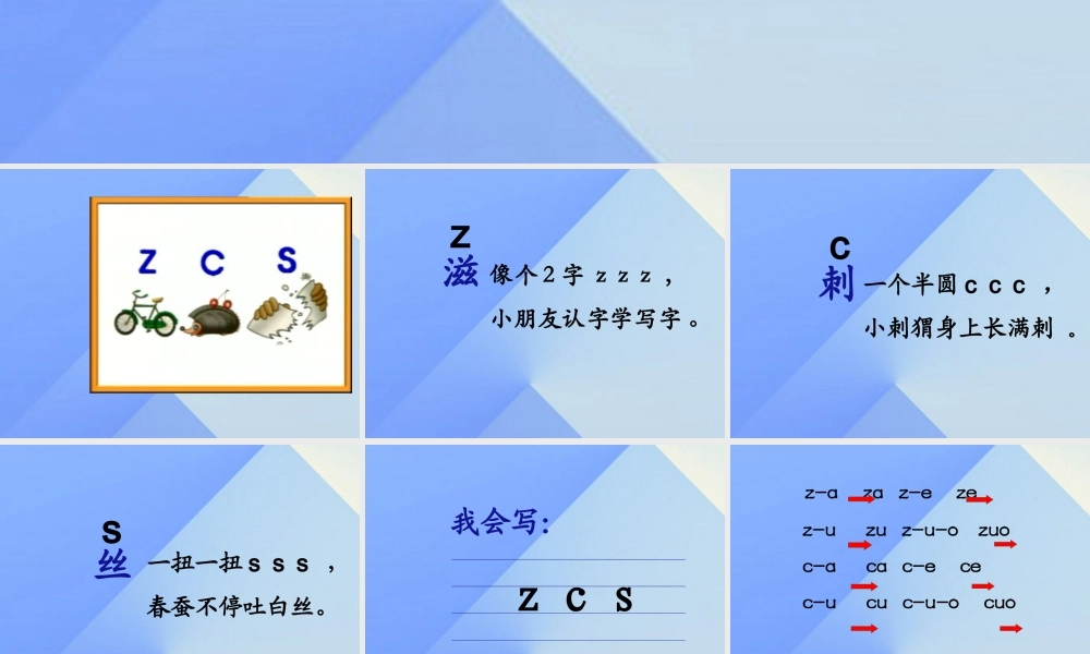 （秋季版）一年级语文上册 z zh c ch s sh r (er)课件1 西师大版-西师大版小学一年级上册语文课件