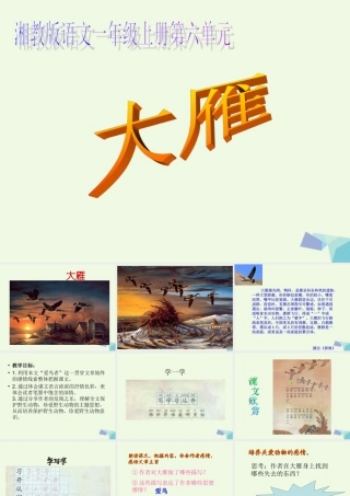 （秋季版）一年级语文上册 大雁课件1 湘教版-湘教版小学一年级上册语文课件