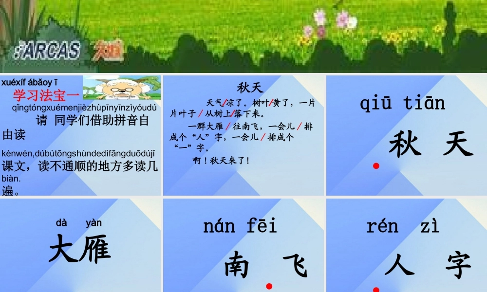 （秋季版）一年级语文上册 课文1 1 秋天课件1 新人教版-新人教版小学一年级上册语文课件