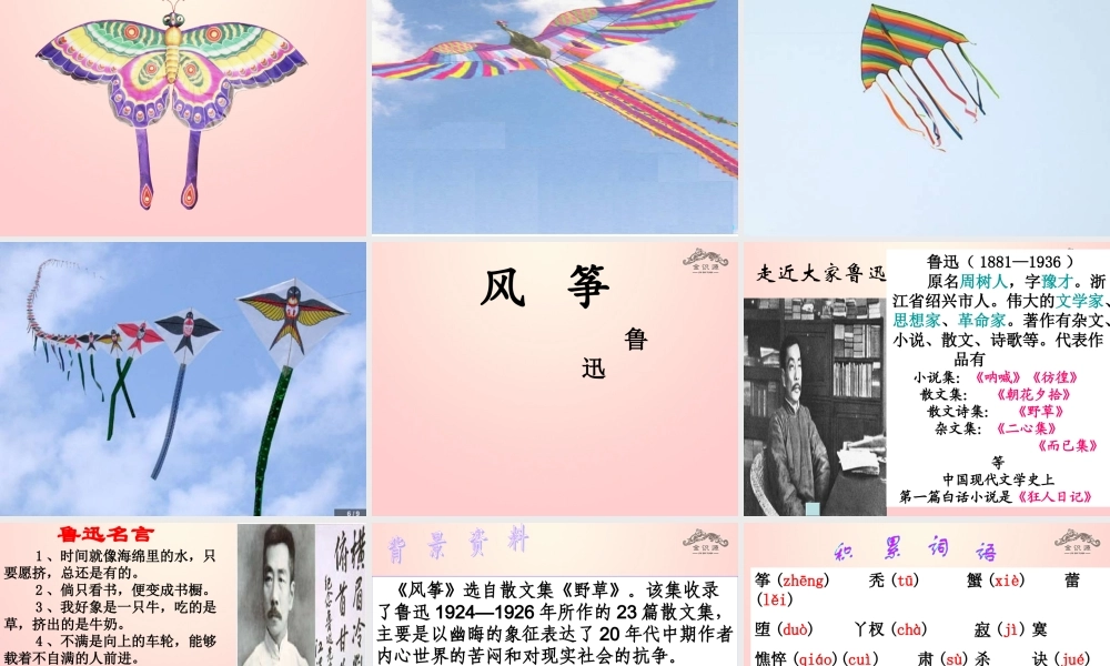 金级语文上册 第二单元 7《风筝》课件 鲁教版五四制-鲁教版五四级上册语文课件