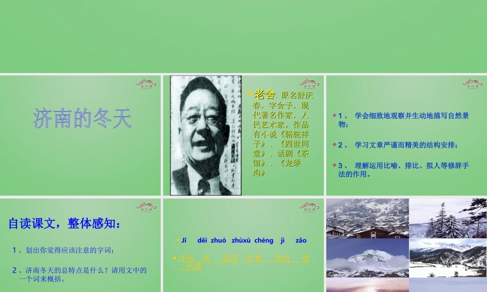 金级语文上册 第三单元 14《济南的冬天》课件 鲁教版五四制-鲁教版五四级上册语文课件
