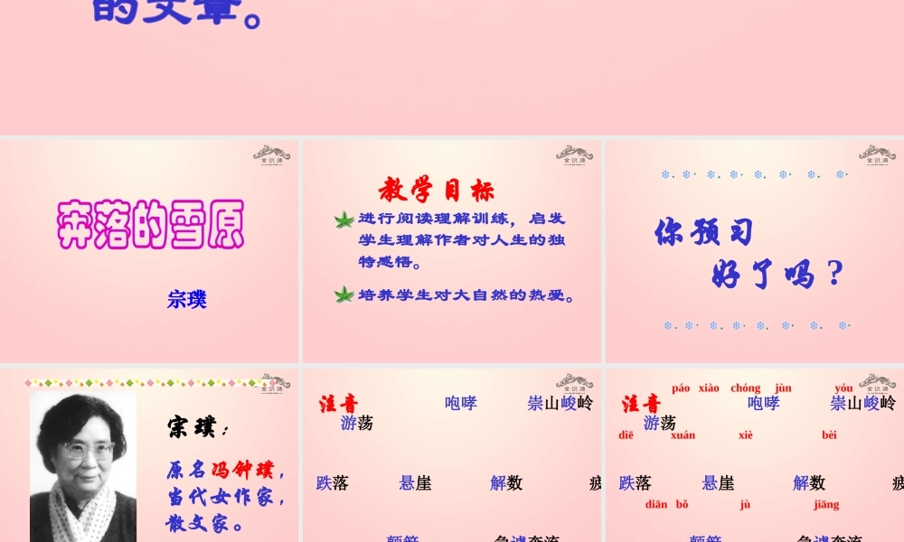 金级语文上册 第三单元 17《奔落的雪原》课件 鲁教版五四制-鲁教版五四级上册语文课件