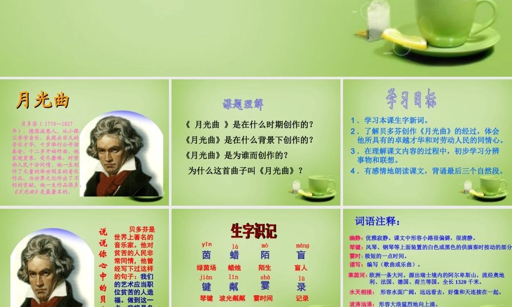 秋四年级语文上册《月光曲》课件3 北师大版-北师大版小学四年级上册语文课件