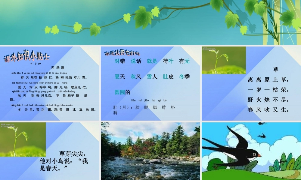 （秋季版）一年级语文上册 课文1 4 四季课件4 新人教版-新人教版小学一年级上册语文课件
