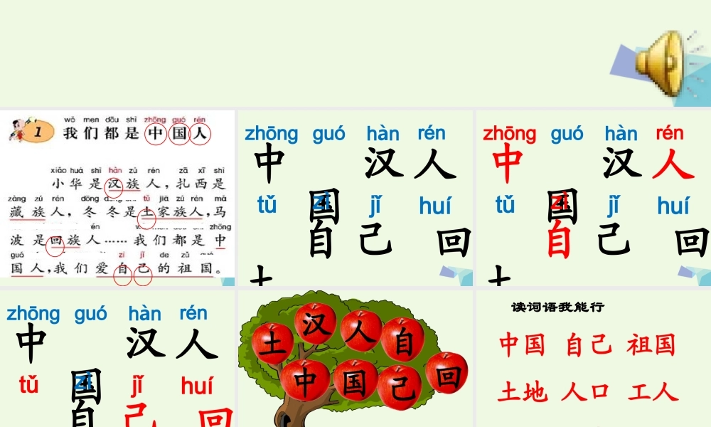 （秋季版）一年级语文上册 课文1 我们都是中国人课件2 西师大版-西师大版小学一年级上册语文课件