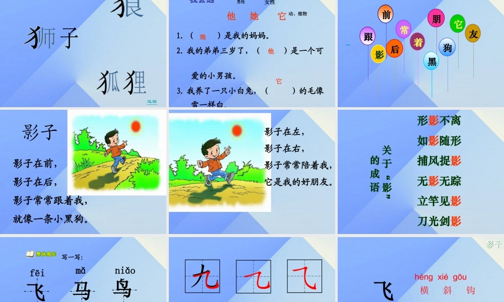 （秋季版）一年级语文上册 课文2 5 影子课件2 新人教版-新人教版小学一年级上册语文课件