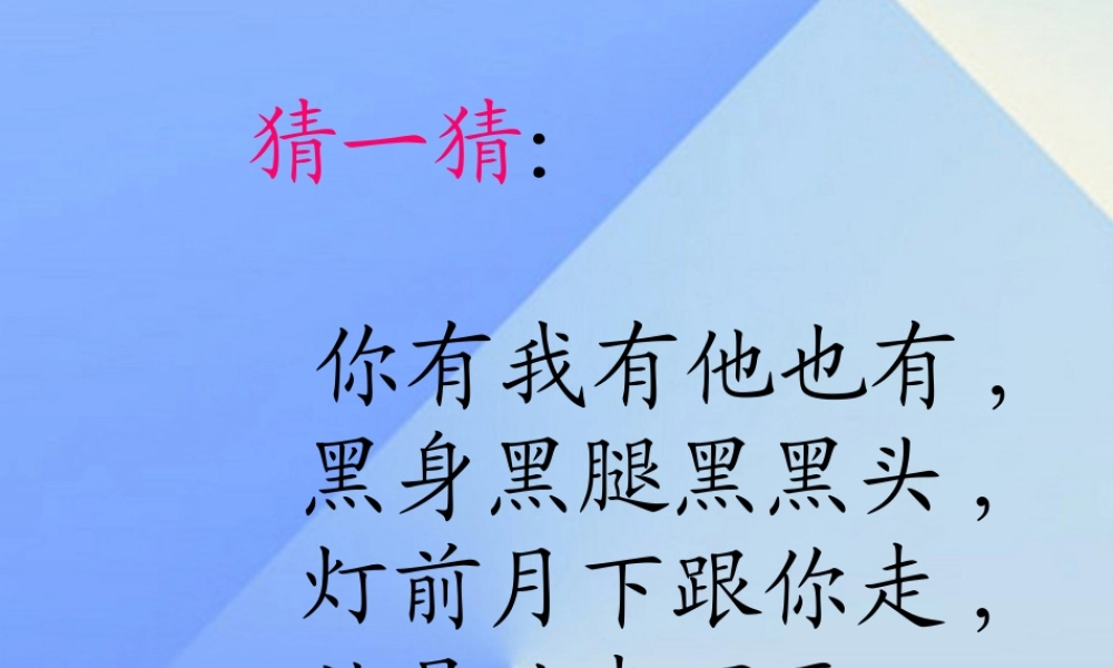 （秋季版）一年级语文上册 课文2 5 影子课件3 新人教版-新人教版小学一年级上册语文课件