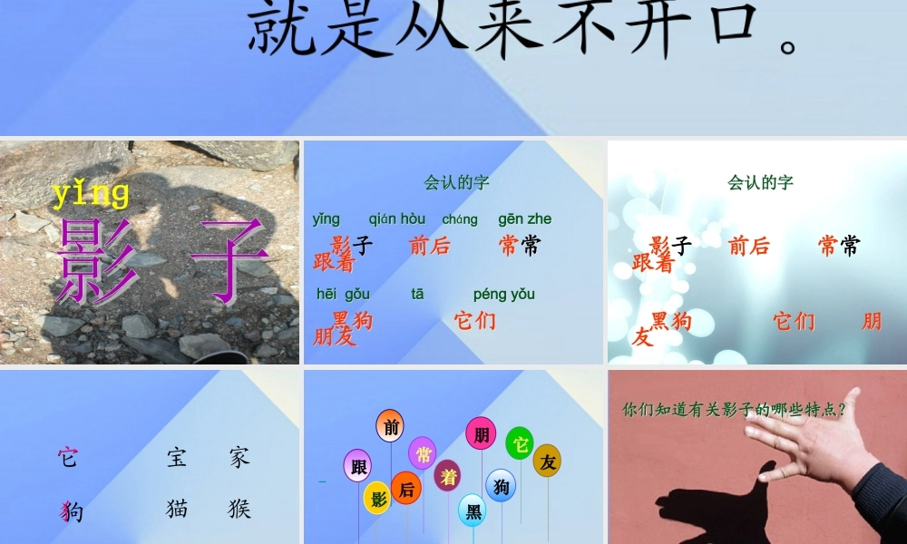 （秋季版）一年级语文上册 课文2 5 影子课件3 新人教版-新人教版小学一年级上册语文课件