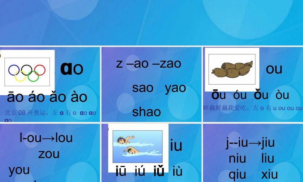（秋季版）一年级语文上册 拼音11 ao ou iu课件 苏教版-苏教版小学一年级上册语文课件