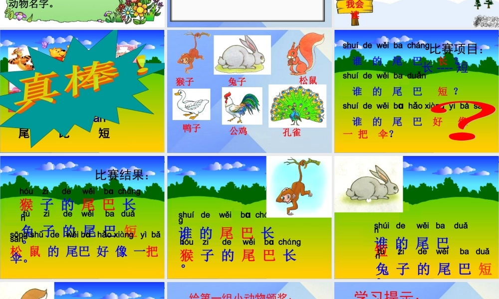 （秋季版）一年级语文上册 课文2 6 比尾巴课件2 新人教版-新人教版小学一年级上册语文课件