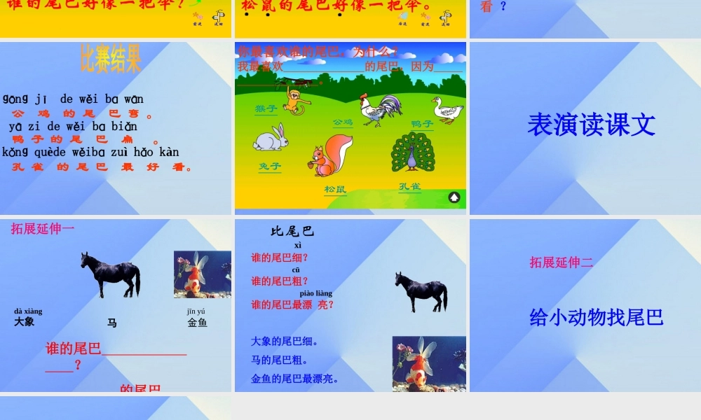 （秋季版）一年级语文上册 课文2 6 比尾巴课件3 新人教版-新人教版小学一年级上册语文课件